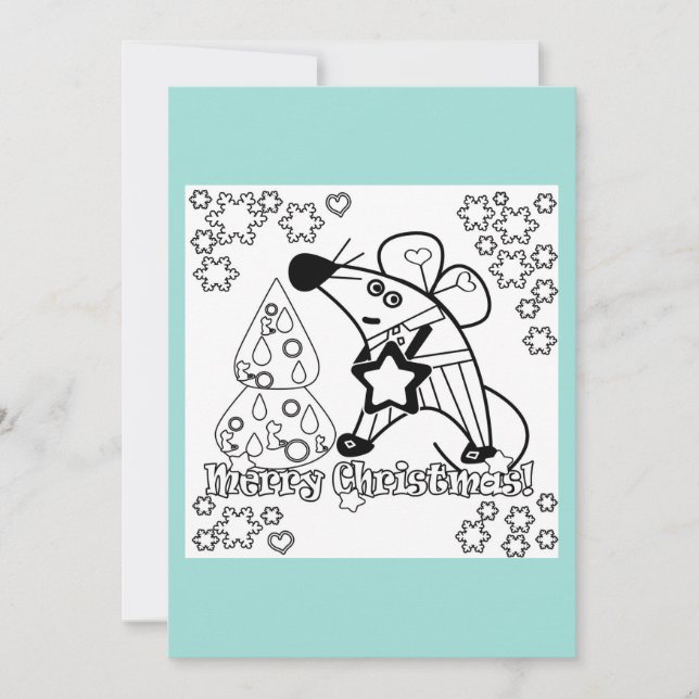 Merry Christmas New Year Symbol Mouse Cartoon cute Invitation (Front)