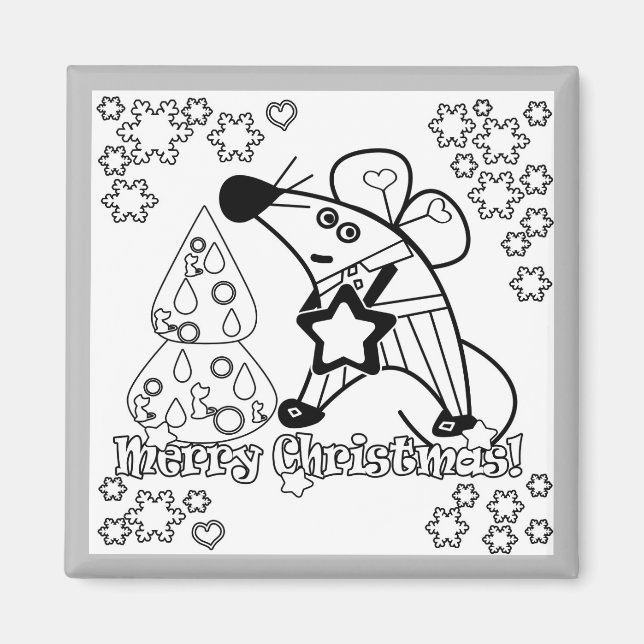 Merry Christmas New Year Symbol Mouse Cartoon cute Magnet (Front)