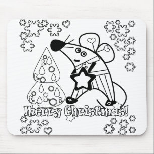 Merry Christmas New Year Symbol Mouse Cartoon cute Mat