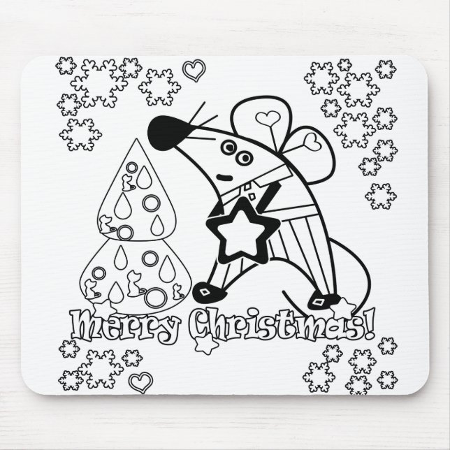 Merry Christmas New Year Symbol Mouse Cartoon cute Mouse Mat (Front)