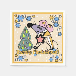 Merry Christmas New Year Symbol Mouse Cartoon cute Napkin