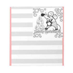 Merry Christmas New Year Symbol Mouse Cartoon cute Notepad