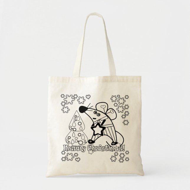 Merry Christmas New Year Symbol Mouse Cartoon cute Tote Bag (Front)