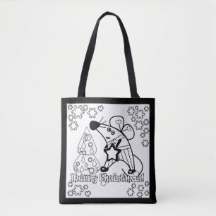 Merry Christmas New Year Symbol Mouse Cartoon cute Tote Bag