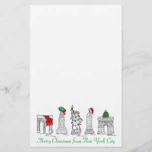 Merry Christmas New York City Holiday Landmarks NY Stationery