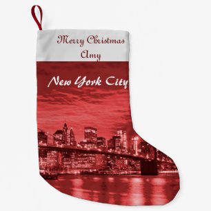 Merry Christmas New York City Skyline Small Christmas Stocking