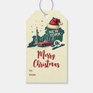 Merry Christmas New York Retro Holiday Gift Tags