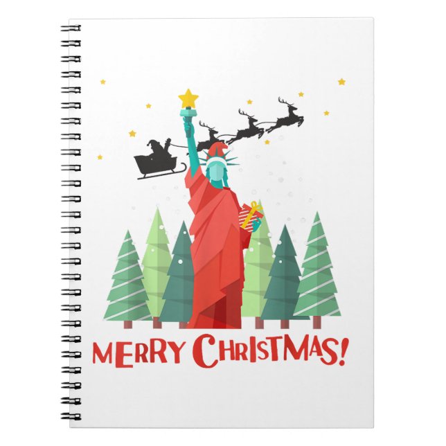 Merry Christmas New York Santa Claus Statue Of Lib Notebook (Front)