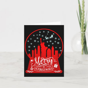 Merry Christmas New York Skyline In Snow Globe Sno Card