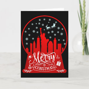 Merry Christmas New York Skyline In Snow Globe Sno Card