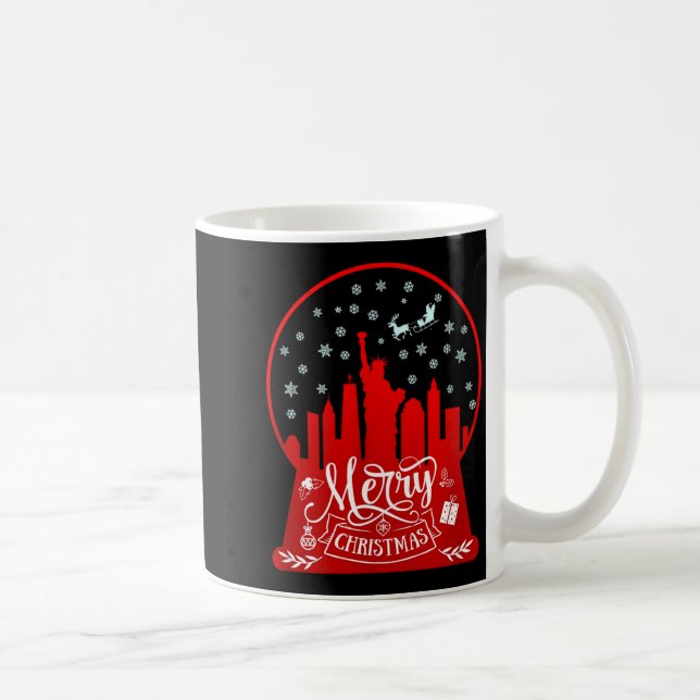 Merry Christmas New York Skyline In Snow Globe Sno Coffee Mug (Right)