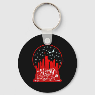 Merry Christmas New York Skyline In Snow Globe Sno Key Ring