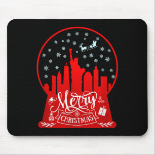 Merry Christmas New York Skyline In Snow Globe Sno Mouse Mat