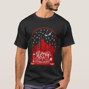 Merry christmas new york skyline in snow globe sno T-Shirt