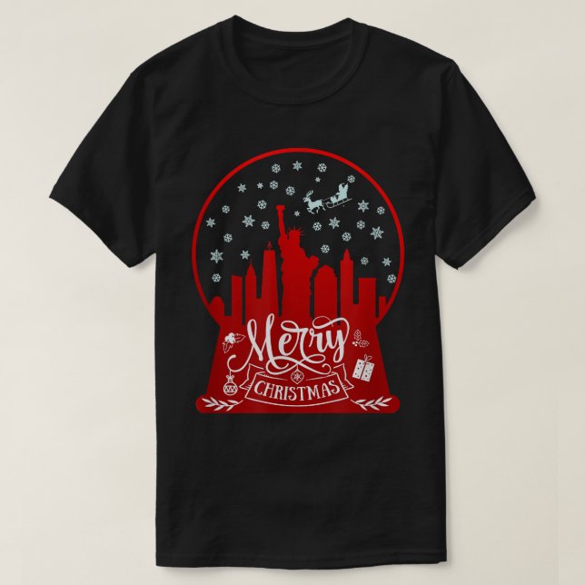 Merry christmas new york skyline in snow globe sno T-Shirt (Design Front)