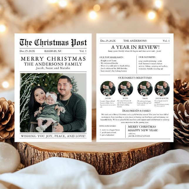 Merry Christmas Newspaper Family Photo Holiday Card (Creator Uploaded)