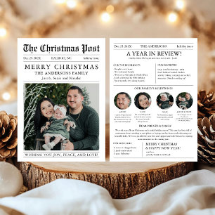 Merry Christmas Newspaper Year in Review Photo Holiday Card
