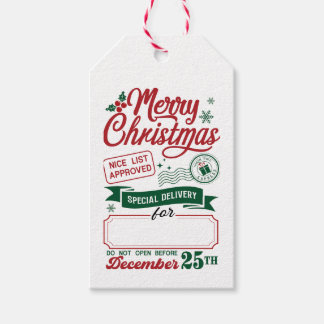 Merry Christmas Nice List Approved Gift Tags
