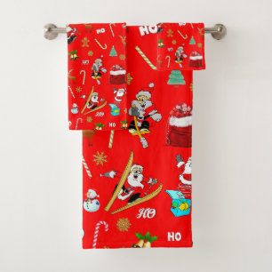 Merry Christmas Nice Naughty 25 December Christmas Bath Towel Set