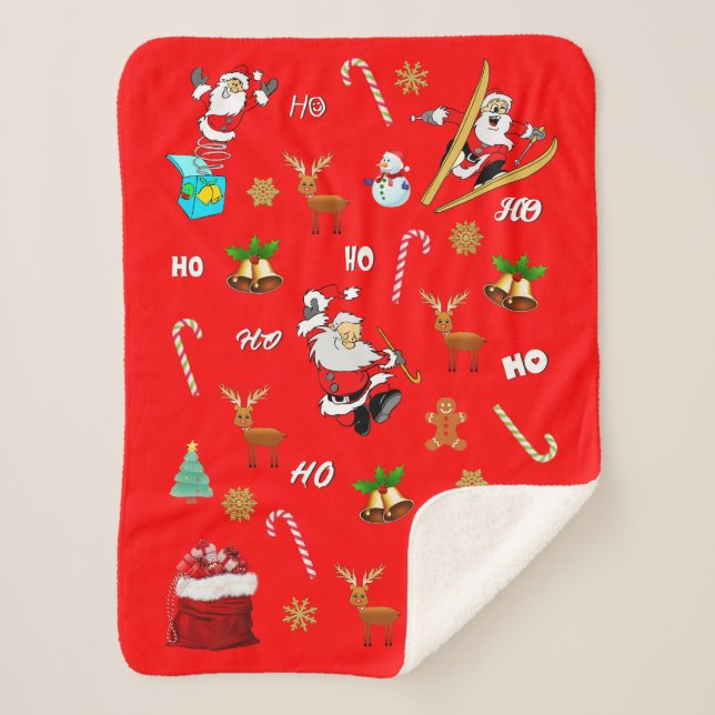 Merry Christmas Nice Naughty 25 December Christmas Sherpa Blanket (Front)