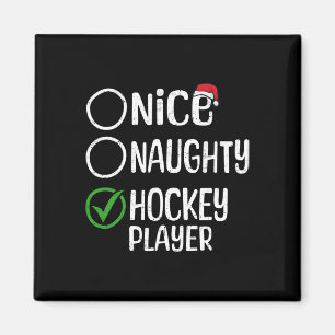 Merry Christmas Nice Naughty Hockey Player Xmas Li Magnet