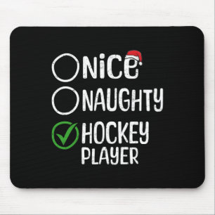 Merry Christmas Nice Naughty Hockey Player Xmas Li Mouse Mat