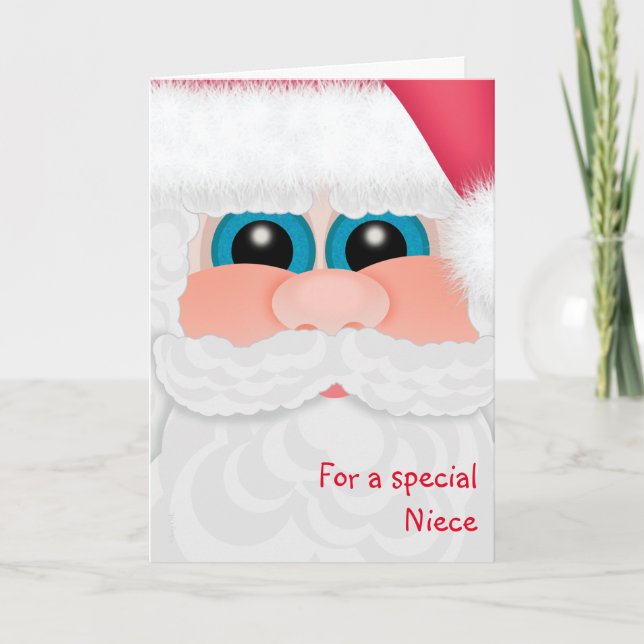 Merry Christmas Niece Sweet Santa Holiday Card (Front)