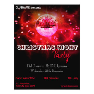 Merry Christmas Night Disco Ball Party Flyer