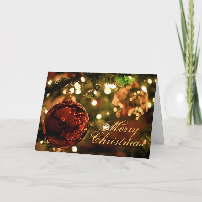 Merry Christmas Night Tree Custom Script  Holiday Card (Front)