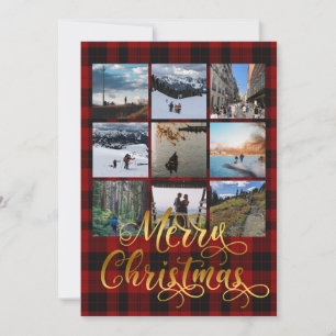 Merry Christmas Nine Photo Collage Greeting Card