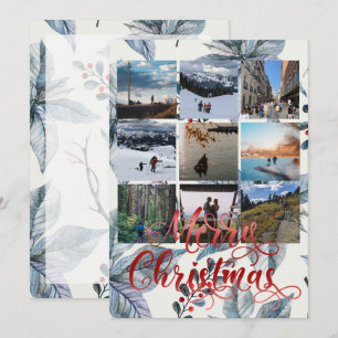 Merry Christmas Nine Photo Collage Greeting Card