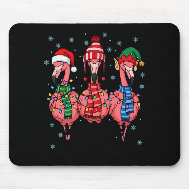 Merry Christmas Nk Flamingo Santa Hat Matching Fam Mouse Mat (Front)