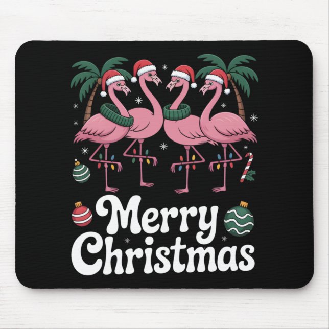 Merry Christmas Nk Flamingo Santa Hat Xmas Light T Mouse Mat (Front)