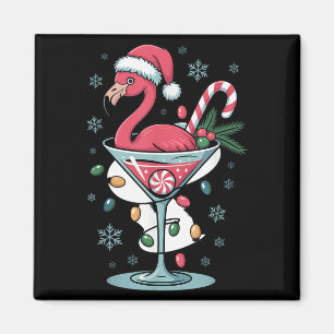 Merry Christmas Nk Flamingo Wine Drinking Lights X Magnet