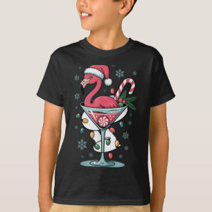 Merry Christmas Nk Flamingo Wine Drinking Lights X T-Shirt