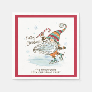 Merry Christmas Nordic Gnome Personalised Napkin