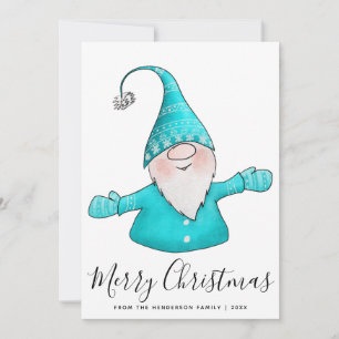 Merry Christmas Nordic Gnome Teal 2025 Calendar Holiday Card