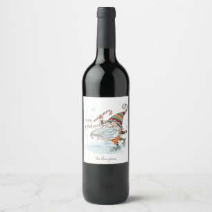 Merry Christmas Nordic Gnome Wine Label