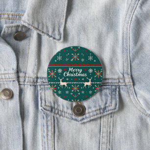 Merry Christmas nordic pattern 7.5 Cm Round Badge