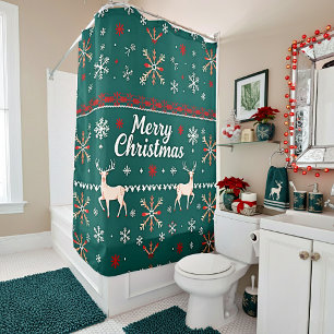 Merry Christmas nordic pattern Shower Curtain