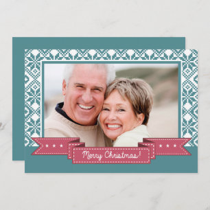 Merry Christmas. Nordic Snowflake Pattern Photo Holiday Card