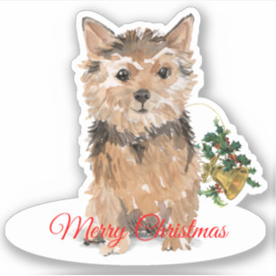 Merry Christmas Norfolk Terrier Custom-Cut Vinyl