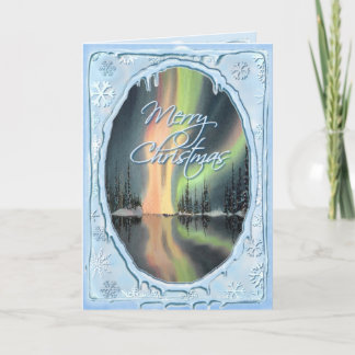 MERRY CHRISTMAS NORTHERN LIGHTS by SHARON SHARPE Holiday Card
