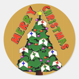 Merry Christmas Nurse Cap Tree Classic Round Sticker