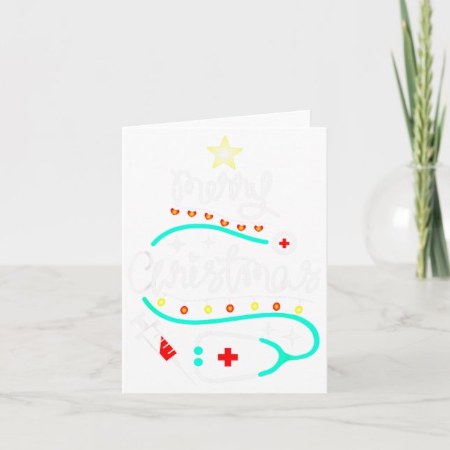Merry Christmas Nurse Doctor Stethoscope Christmas Card (Front)