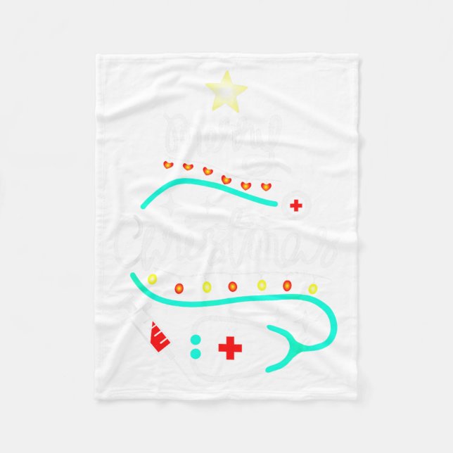 Merry Christmas Nurse Doctor Stethoscope Christmas Fleece Blanket (Front)