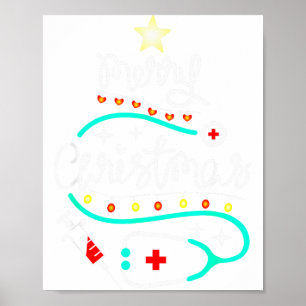 Merry Christmas Nurse Doctor Stethoscope Christmas Poster