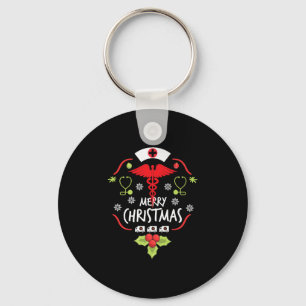 Merry Christmas Nurse Doctor Tees Ambulance ER Key Ring