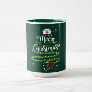 Merry Christmas Nurse – Holiday Tree Design Mug