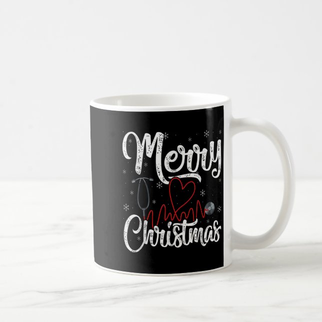 Merry Christmas Nurse Nursing Stethoscope,  Coffee Mug (Right)